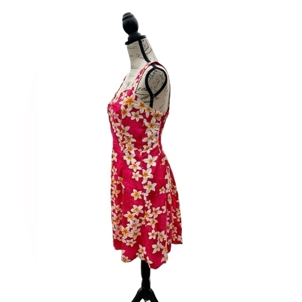 Royal Hawaiian Creations Plumeria Pink Cotton Hawaiian Mini Sundress Womens L - Picture 3 of 14